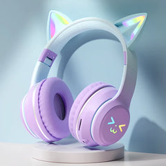Cat Ears Colorful Glow Wireless Headset (3 Color Combinations)
