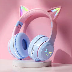 Cat Ears Colorful Glow Wireless Headset (3 Color Combinations)
