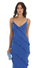 Ruffle Maxi Dress in Pink