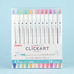Zebra Clickart Knock Sign Pen 12 Color Set - Light