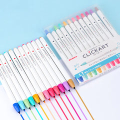 Zebra Clickart Knock Sign Pen 12 Color Set - Light