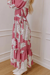 Bistro Bound Floral Midi Dress in Blush