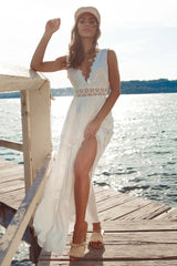 Playing Games Maxi Dress White