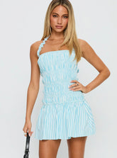 Honeybun Halter Mini Dress Blue Multi