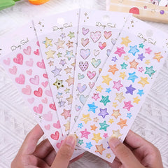 Colorful Water Droplet Heart & Star Stickers