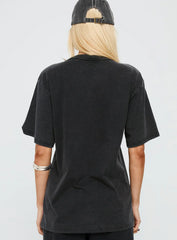 Britney Spears Gimme More Oversized Graphic Top Washed Black
