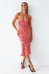 Next Flight Home Midi Dress Red
