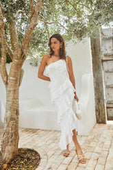 Ocean Melody Midi Dress White