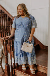 Sunday Brunch Floral Embroidered Midi Dress Curves