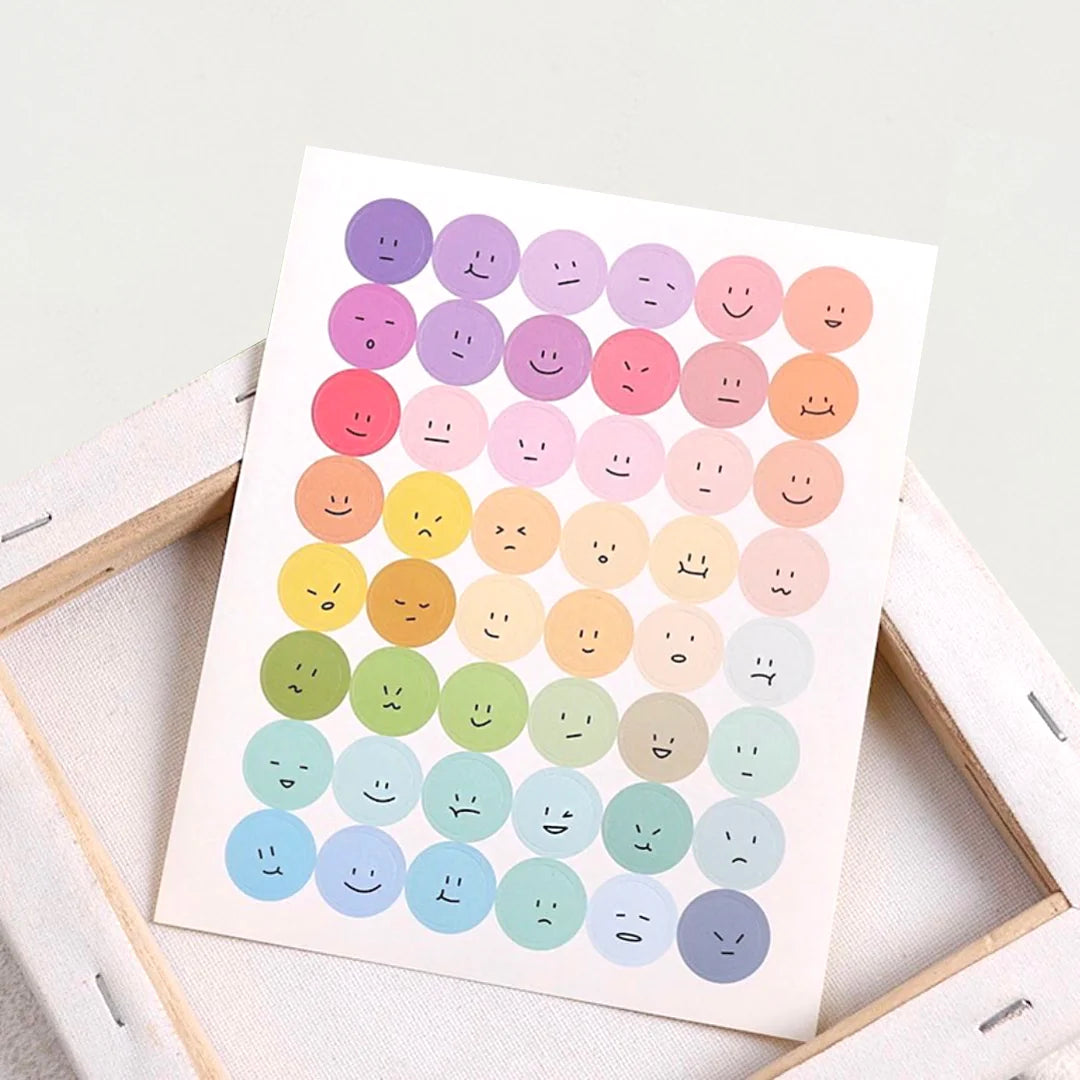 Colorful Emoji Dot Stickers - Pastel
