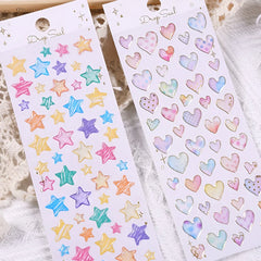 Colorful Water Droplet Heart & Star Stickers