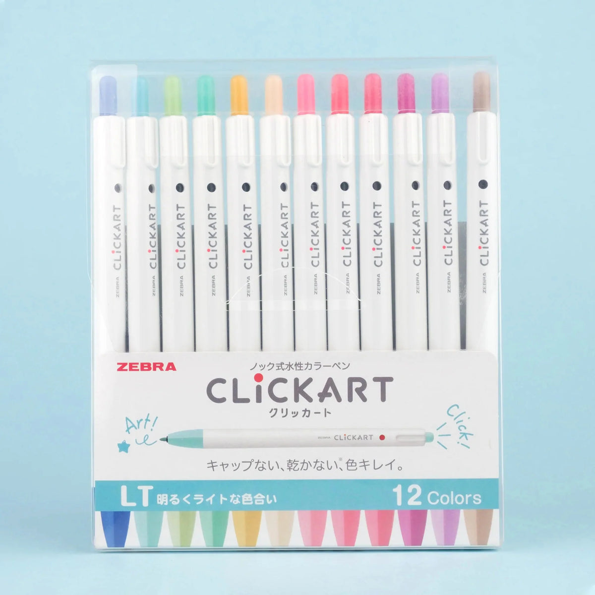 Zebra Clickart Knock Sign Pen 12 Color Set - Light