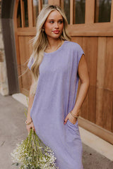 Beach Daydream Vintage Wash Midi Dress in Purple
