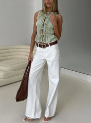 Serenitia Mid Rise Relaxed Jeans White Wash