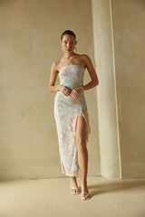 Yvette Ruffles Tube Maxi Dress
