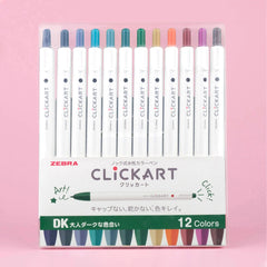 Zebra Clickart Knock Sign Pen 12 Color Set - Dark