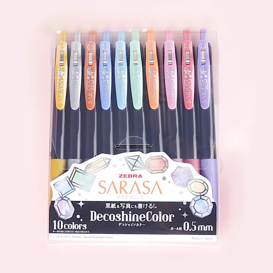 Zebra Sarasa Clip Gel Pen - Decoshine Color - 10 Color Set