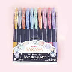 Zebra Sarasa Clip Gel Pen - Decoshine Color - 10 Color Set