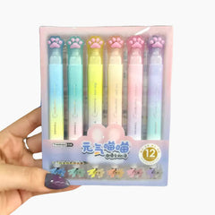 Cat Paw Twin Color Highlighters - Set of 6