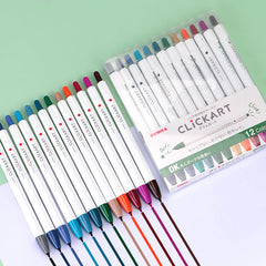 Zebra Clickart Knock Sign Pen 12 Color Set - Dark