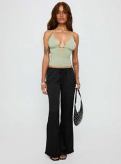 Norwalk Plunge Neck Top Sage