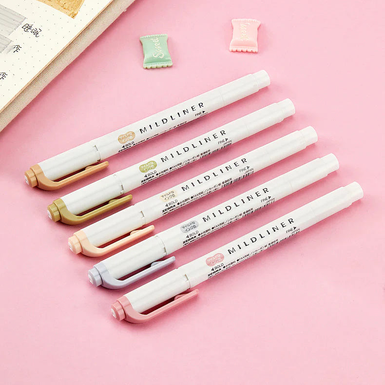 Zebra Mildliner Double Sided Highlighters - Mild Natural