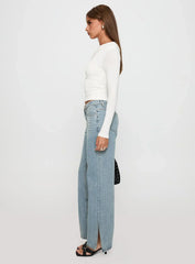 White Mustang Side Split Jean Light Blue