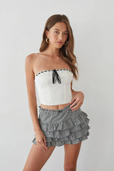 Pearl Ruffle Gingham Skort